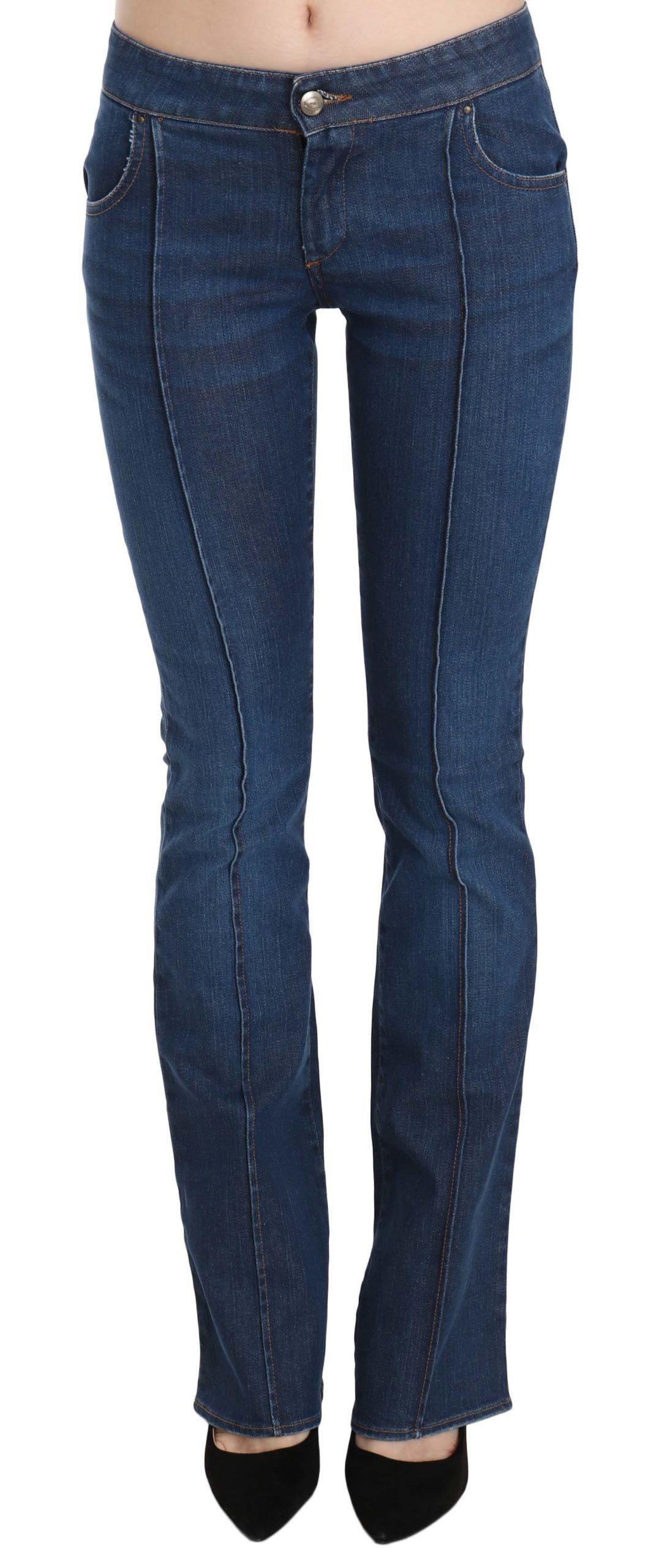 Blue Low Waist Boot Cut Denim Pants Jeans